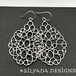 W2157 Vintage Silpada 925 Sterling Silver Woven Mesh Earrings 2”